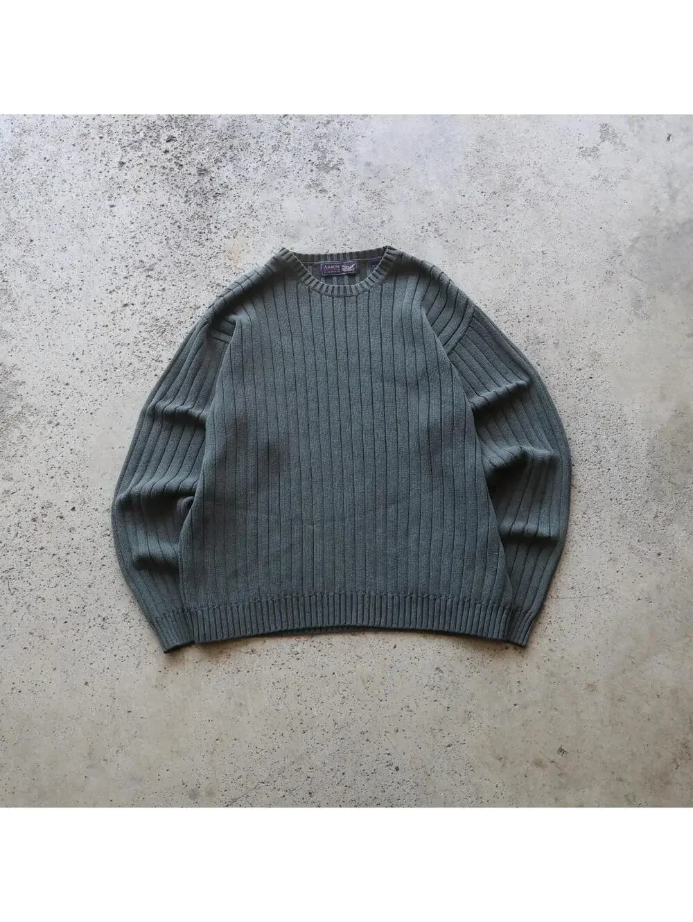 Vintage Arrow Blue Jean Co Ribbed Sweater‎ Mens L Green Cotton Made Australia